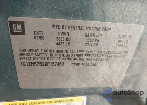 2009 Chevrolet Malibu Lt from USA, damaged, VIN 1G1ZH57B29F157469